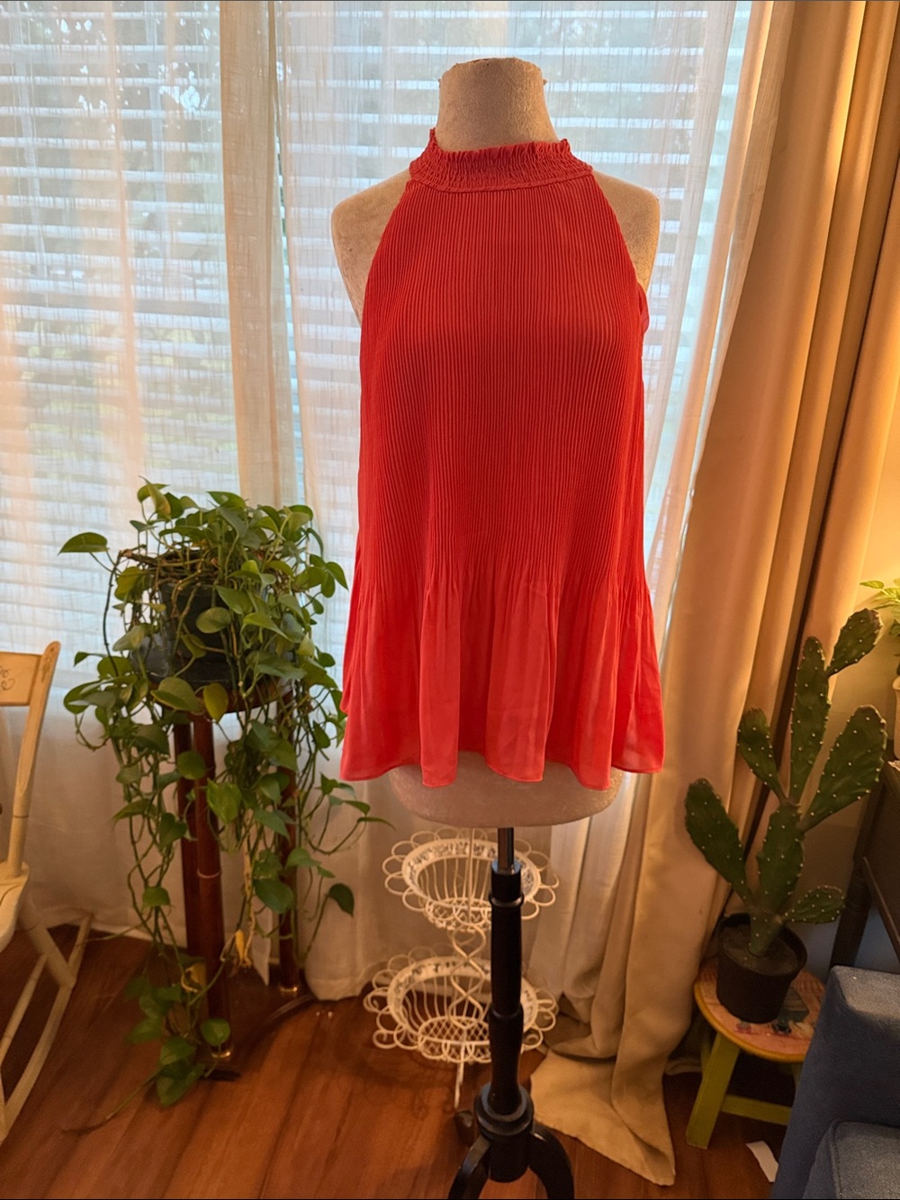 Apt. 9 Coral Pleated Halter Swing Camisole
